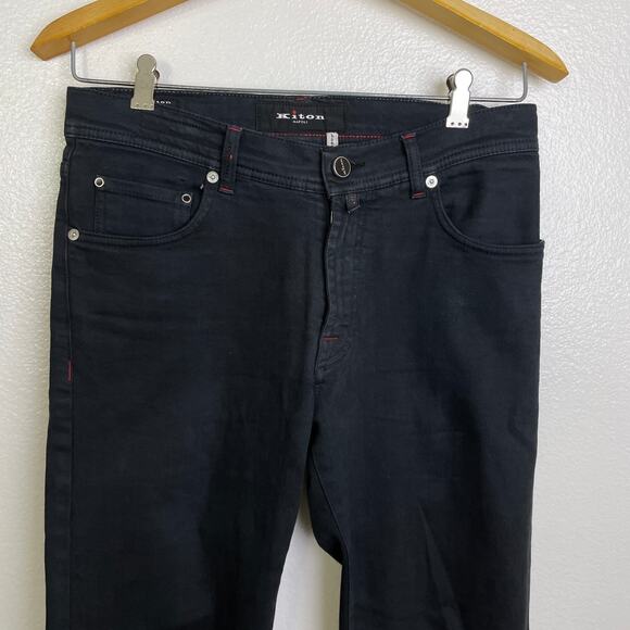 Kiton Slim Selvedge Jeans Mens Size 31 Black Denim Italy Designer 29.5in - Picture 3 of 16